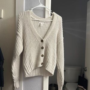 Cream knitted button up sweater